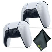 2x Sony PS5 DualSense Wireless Controller V2 (2024 Model)- White + Microfiber Cleaning Cloth