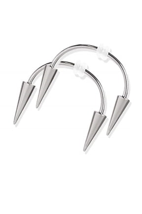 2x Spike Lips Hoop Rings Surgical-Steel Spiked Studs Vampire Teeth Spike 16g Helix Body Piercing Jewelry Gift for Unisex