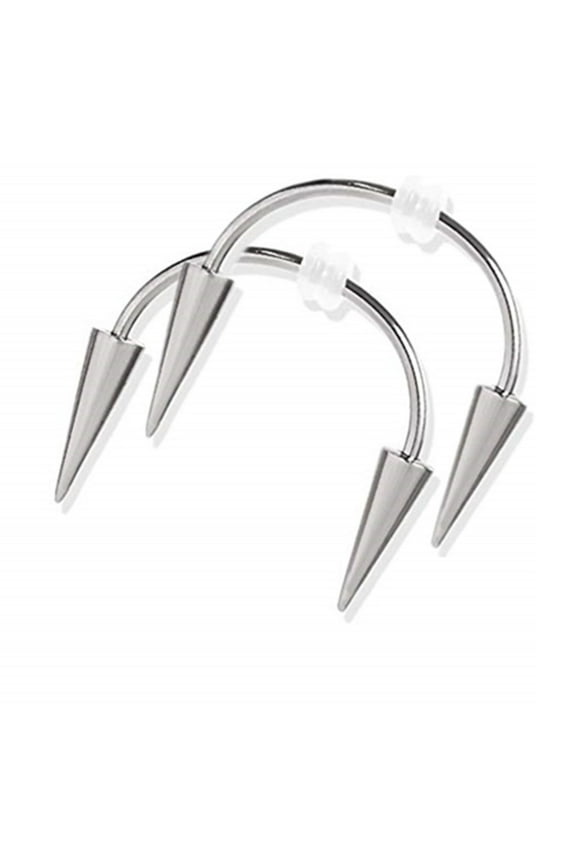 2x Spike Lips Hoop Rings Surgical-Steel Spiked Studs Vampire Teeth Spike 16g Helix Body Piercing Jewelry Gift for Unisex