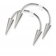 2x Spike Lips Hoop Rings Surgical-Steel Spiked Studs Vampire Teeth Spike 16g Helix Body Piercing Jewelry Gift for Unisex
