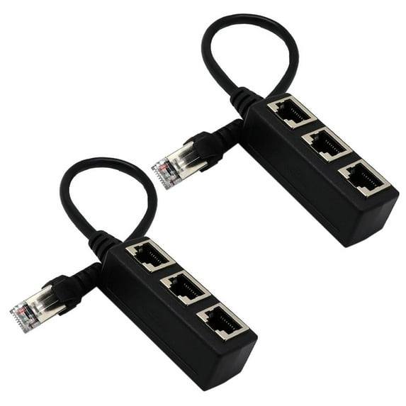 2x Splitter Cable, 1 Male to 3 X Female Port Network Splitter Adapter Cable Suitable for , e, ,