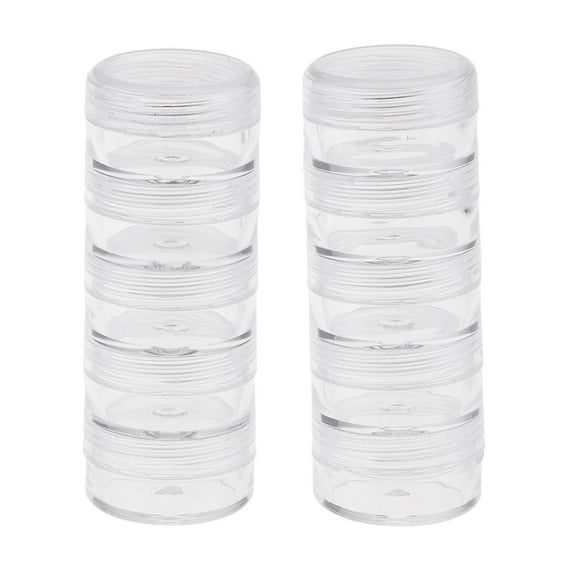 2x Stackable Clear Jewelry Beads Storage Box Small Screw Container 77x27mm