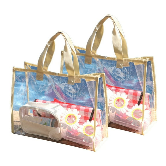 2x Stadium Approved Clear Tote Bags with Handles for Beach Concerts 20x14x7inch