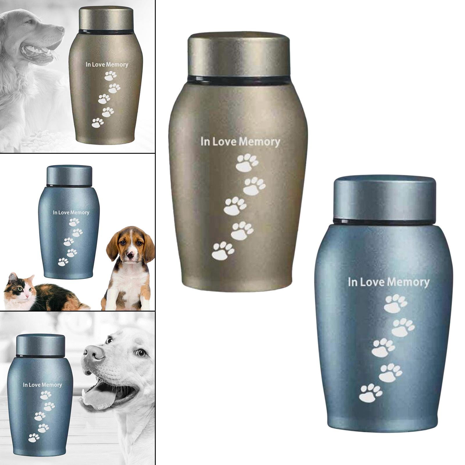 2x Stainless Steel Cremation Memorial Urn Memorable Organizer Storage Funeral Pets Supplies Casket Urn Box Pet Urns for Dogs Ash Small Animal Aureate Blue