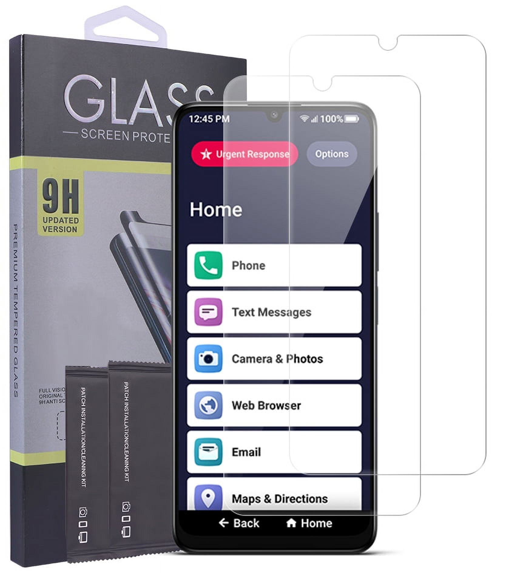 2x Tempered Glass for Jitterbug Smart4, Nakedcellphone 9H Hard Clear Screen Protector Guard