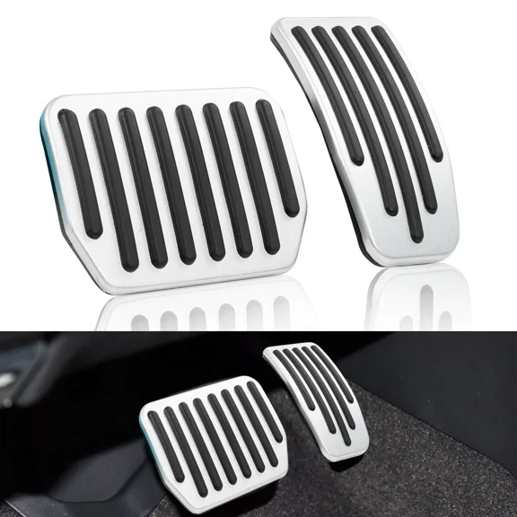 2x For Tesla Model 3 Model Y Foot Pedal Pad Replacement, Auto Aluminum Pedal Covers Accessories, Brake Foot Pedals, Non-Slip Accelerator Brake Foot Rest Pedal Extenders (Silver)