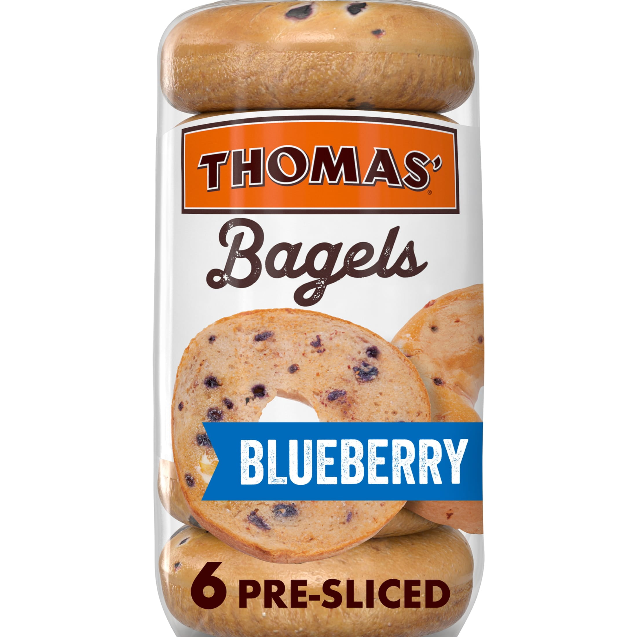 2x-Thomas' Blueberry Bagels 6 count Pre-sliced Bagels 20 oz Bag