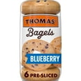 thumbnail image 1 of 2x-Thomas' Blueberry Bagels 6 count Pre-sliced Bagels 20 oz Bag, 1 of 3