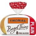 thumbnail image 1 of (Pack of 2)Thomas' Plain Bagel Thins, 8 count, Pre-sliced Bagels, 13 oz Bag, 1 of 3