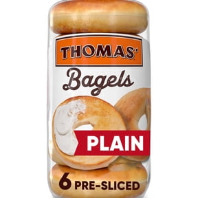 2x-Thomas' Plain Bagels 6 count Pre-sliced Bagels 20 oz Bag