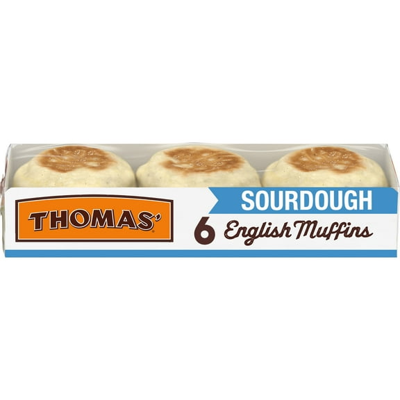 2x-Thomas' Sourdough English Muffins 6 count Plain English Muffins 12 oz Tray