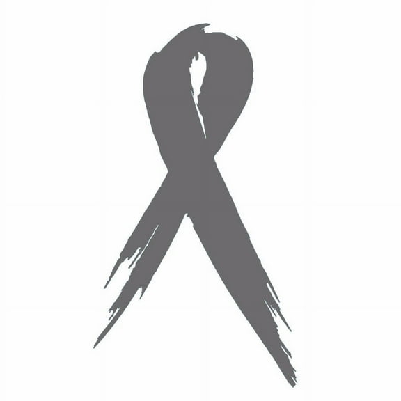 2x Two Brain Cancer Awareness Ribbon Car Vinyl Decal Sticker 3" x 5" Grey