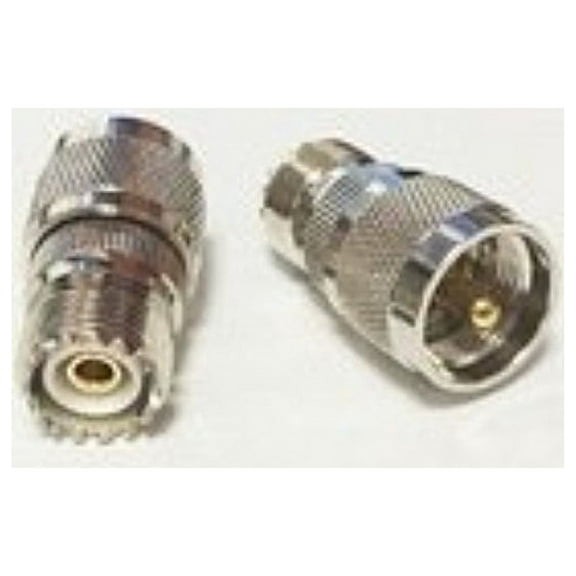 2x UHF Male Plug switch Female Jack RF Coax Adapter convertor Straight Nickelplated High Quality Ships Quickly From USA