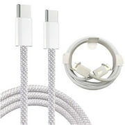 2x USB Charging Cable Data Sync Type-C Braided Cord White for Apple iPhone 15/16