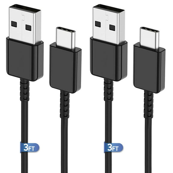 Afflux (2 Pack) USB-A to USB-C Fast Charger Type C Charging Cord Cable Compatible with iPhone 17 / 16 / 15 Pro Max Plus Air, Samsung Galaxy S25 S24 S23 S22 Ultra, iPad Pro, Universal (3ft, Black)