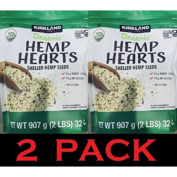 2x USDA ORGANIC Hemp Hearts Shelled Hemp Seeds 32 oz - 2 PACK
