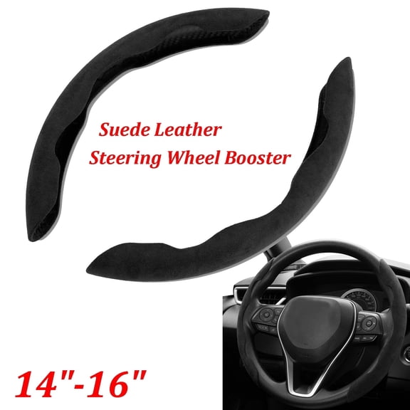 XUKEY 2x Universal Car Steering Wheel Cover Booster Black Suede Non-Slip