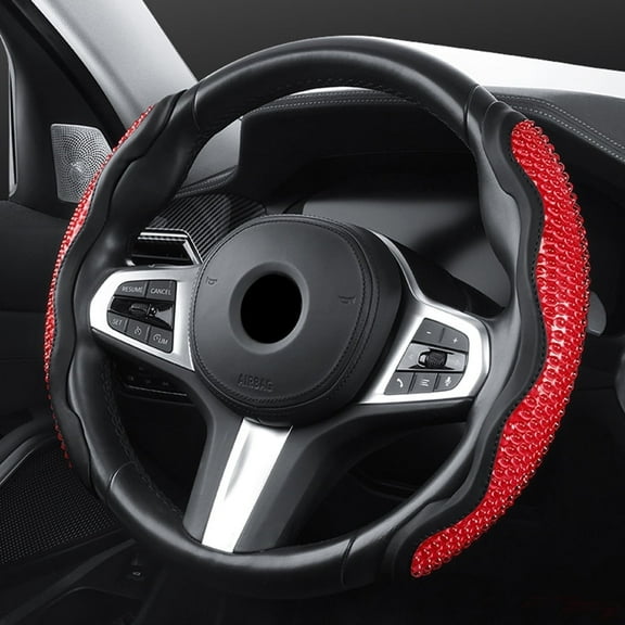 2x Universal Car Steering Wheel Cover Red Anti-Slip Accessories