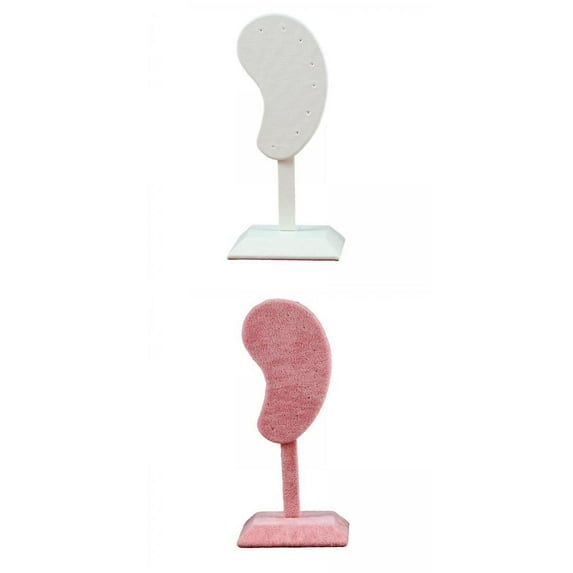 2x Velvet Earring Display PU Leather Holder Table Decor Beige Pink