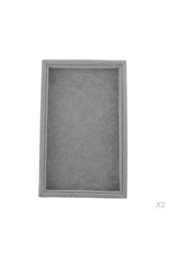 2x Velvet Jewelry Tray Stackable For s Ears Necklaces Watch Buttons