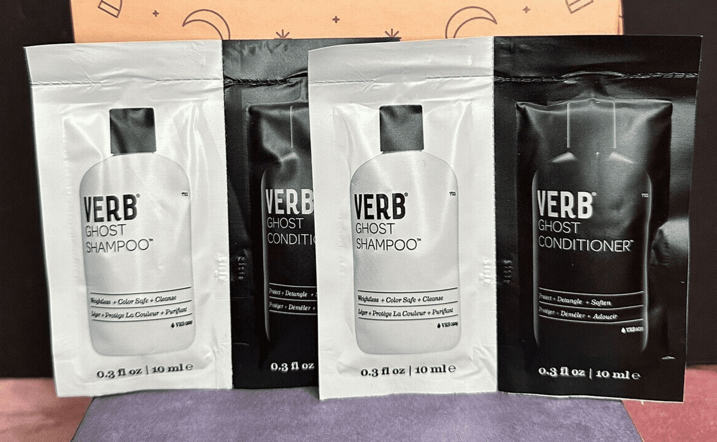 2x Verb Ghost Shampoo & Conditioner Travel Packs Set Duo Samples 0.3oz 10mL New