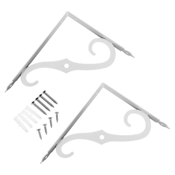 2x Wall Shelf Fittings Bracket Floating Decorative Metal Shelf for Bookshelf White 240x190mm