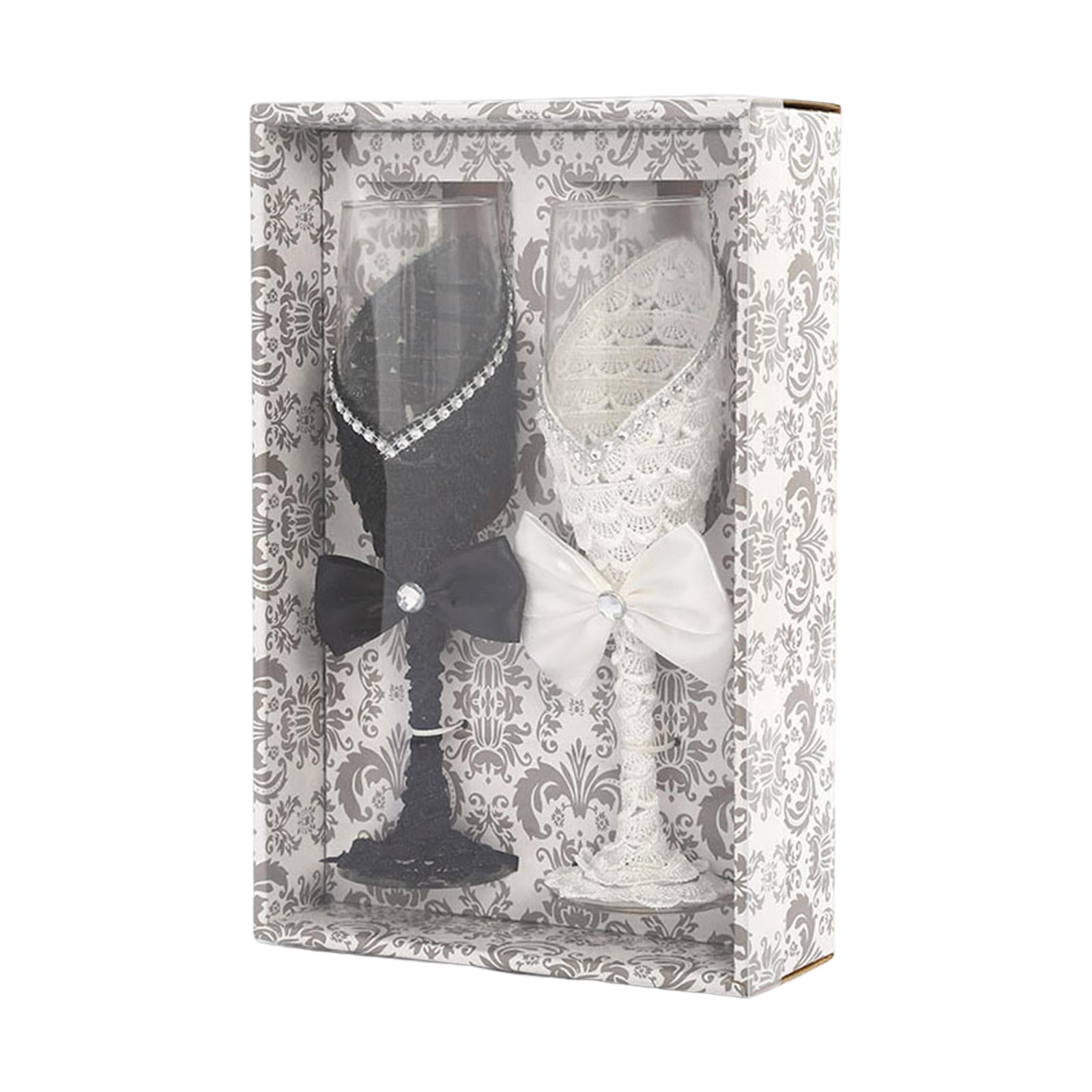 2x Wedding Champagne Glass Set Drinking Glasses Drinkware Creative Toasting Flute Goblet Cup Toasting Cups for Christmas Valentine Cheers