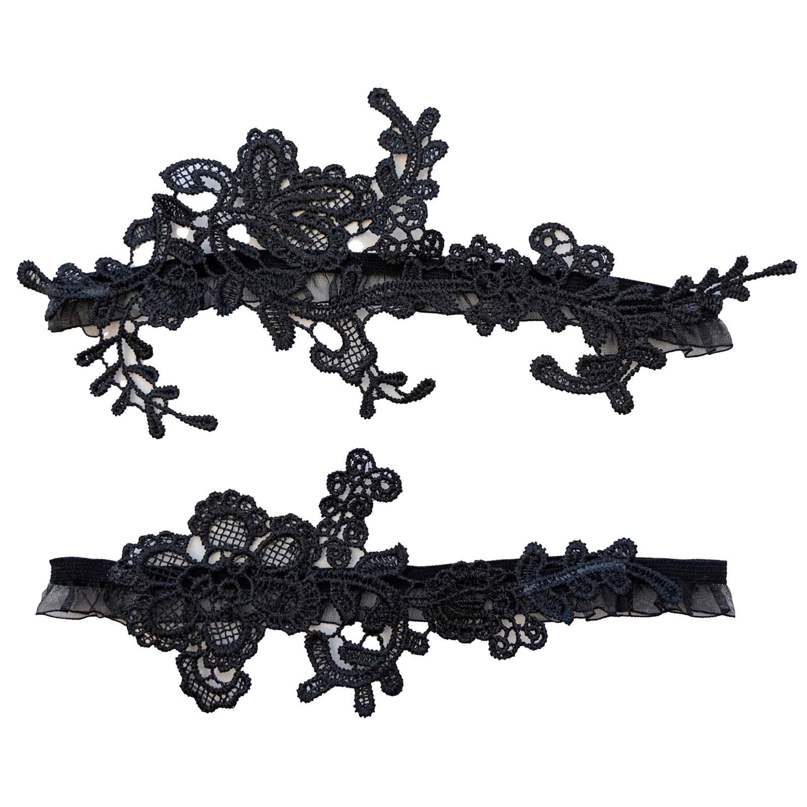 Black Bridal Set With Pearls & Lace Bow