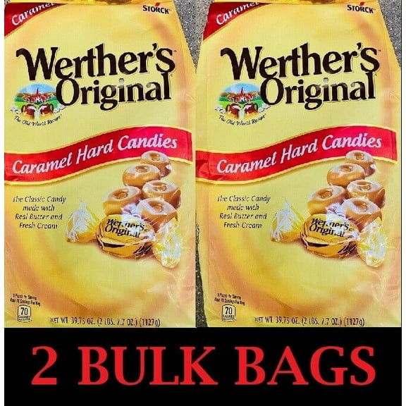 2x Werther's Original Hard Caramel Candies Candy 39.75 oz / 5 Lbs - 2 BULK BAGS