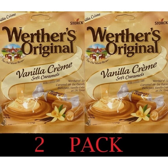 2x Werthers Original VANILLA CREME Soft Caramels Chewy Candy 4.51 oz - 2 PACK