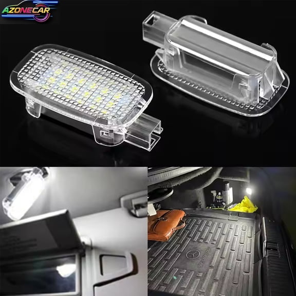 2x White 6000K 18-SMD LED Courtesy Footwell Luggage Trunk Light For Mercedes-Benz W204 W212 C207 C216 W221 GLK OEM# A2218200401 A2218250382 75-018