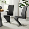 thumbnail image 1 of Willow Faux Leather Chrome Z Dining Chairs, Black (Set of 2), 1 of 6