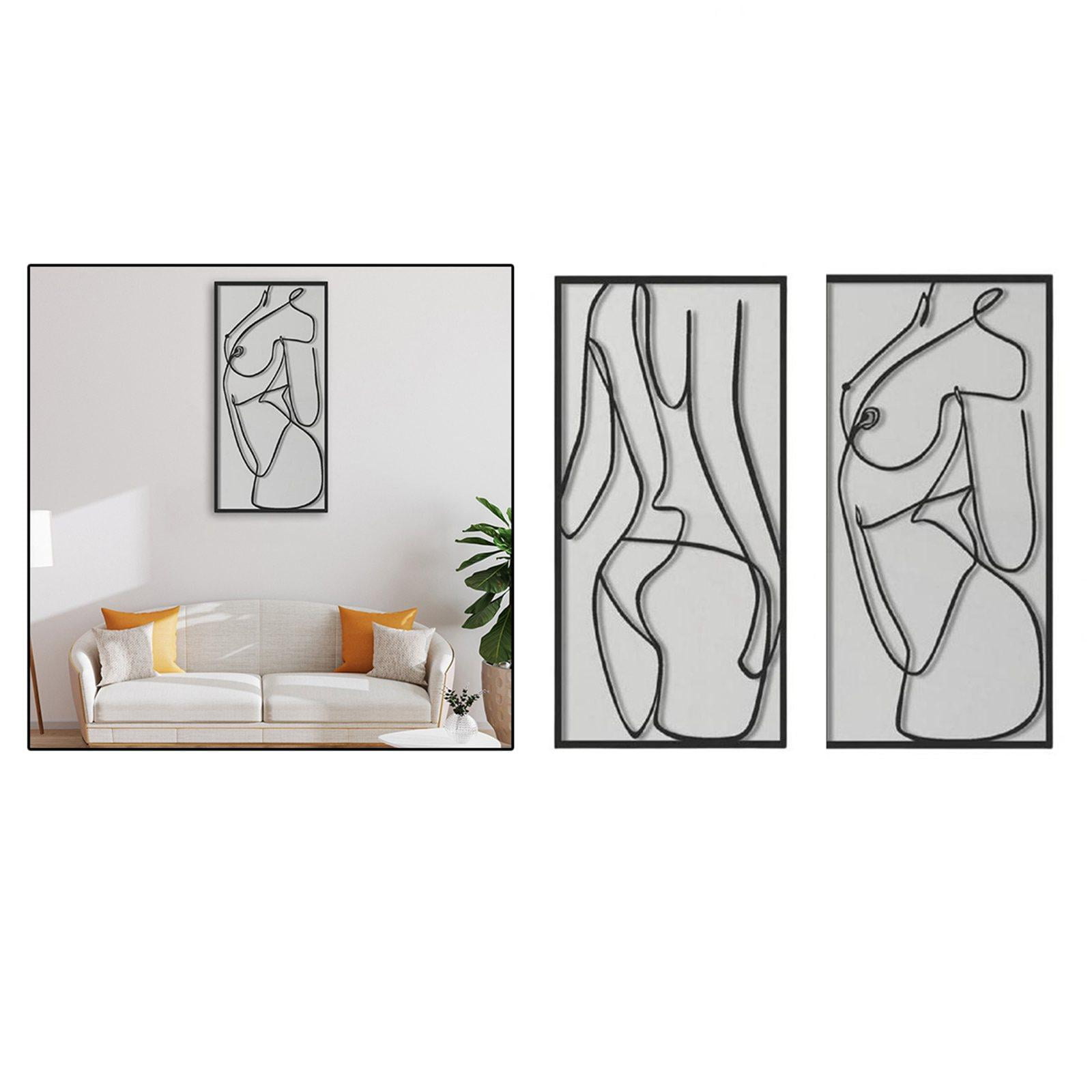 2x Women Nude Body Figure Wall Art Framed Painting Line Drawing Body Sketch  - Walmart.com