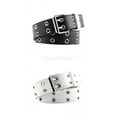 thumbnail image 1 of 2x Women's Punk Belt Double Eyelet Leather Jeans Waist Strap, 1 of 8