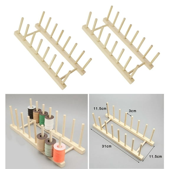 2x Wooden 8/16 Peg Spool Holder Sewing Thread Rack Organizer/Storage