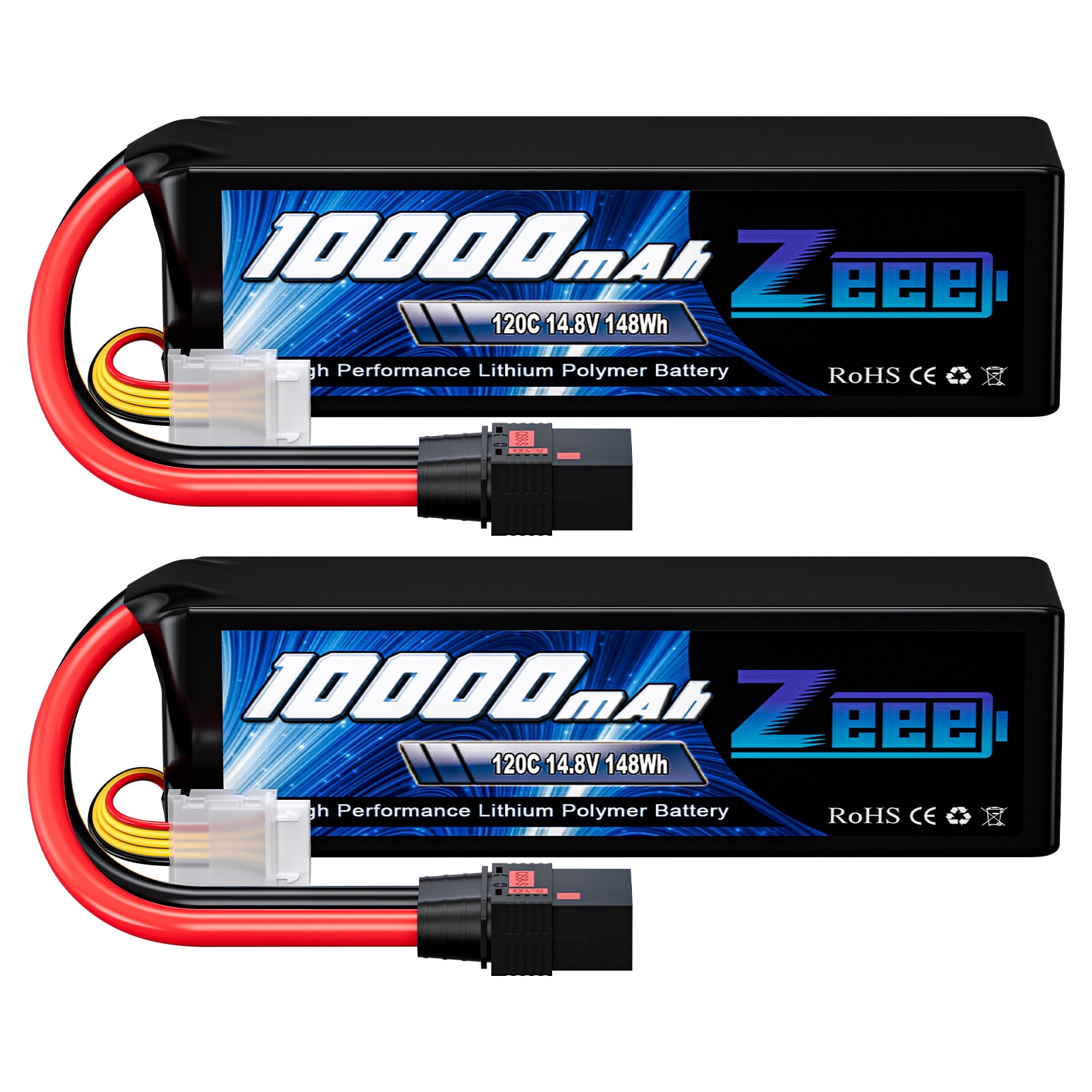 2x Zeee 14.8V 120C 10000mAh 4S Lipo Battery QS8 Plug Soft Pack for Xmaxx RC Car