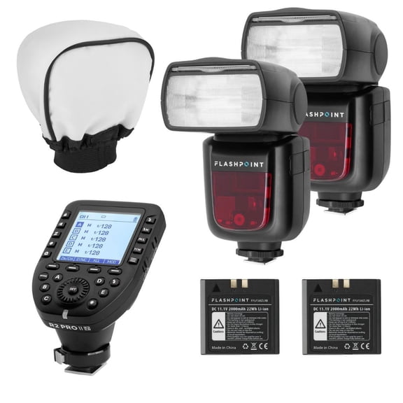 2x Zoom Li-on R2 TTL On-Camera Flash Speedlight For Canon (V860II-S) + Glow Universal Bounce Diffuser + Flashpoint R2 Pro MarkII 2.4GHz Transmitter for Sony
