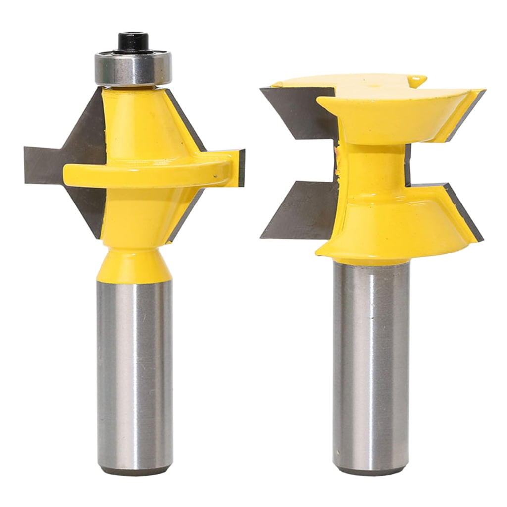 2x Router Bit Shank Joinery Milling Cutter Mortise Tenon Lock Miter Router Bit Stock Woodworking End Mill
