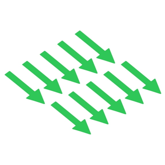 2x0.6" Arrow Sticker Directional Sign Adhesive Removable Floor Decal, Green, 15Set / 150 Pack