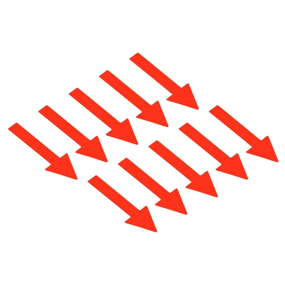2x0.6" Arrow Sticker Directional Sign Adhesive Removable Floor Decal, Red, 15Set / 150 Pack