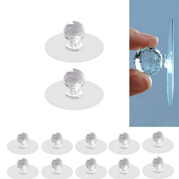 2x0.9In Adhesive Door Handle,Adhesive Knobs,QZS Durable Multipurpose Transparent Pull Handles for Cabinets,Punch,Door,25Pack