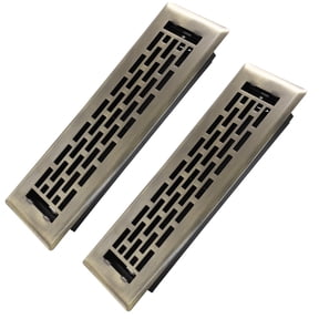 2x10 inches 2-Pack Steel Heavy-Duty Walkable Floor Register with Adjustable Air Lever - Boston Design - Antique Brass