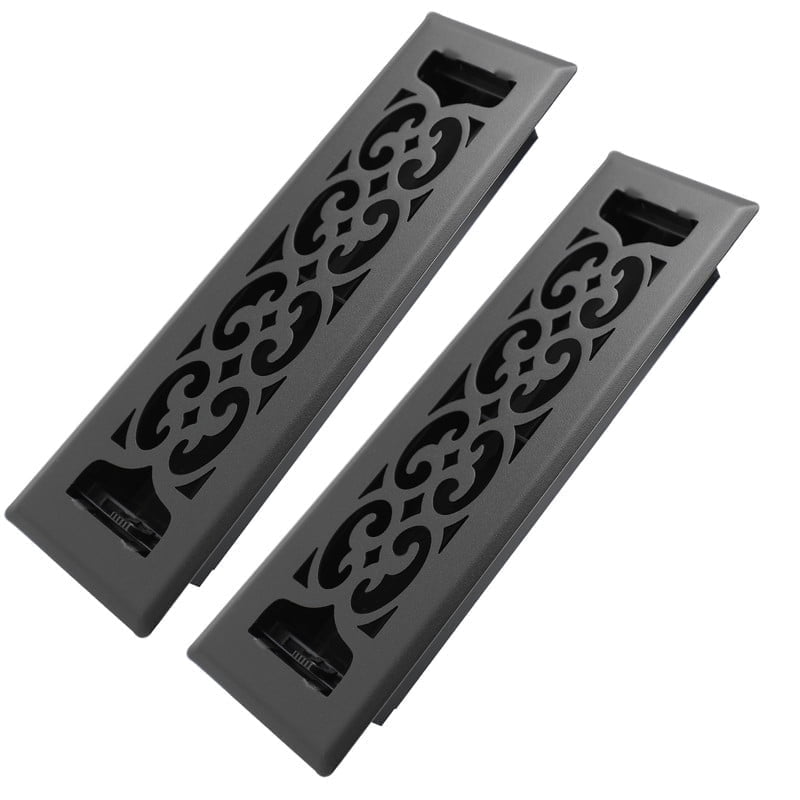 2x10 Inches 2 Pack Heavy Duty Walkable Floor Register Easy Adjust Air Supply Lever Floor Vents - Charlotte Design - Vent Cover for Home Floor - Matte Black