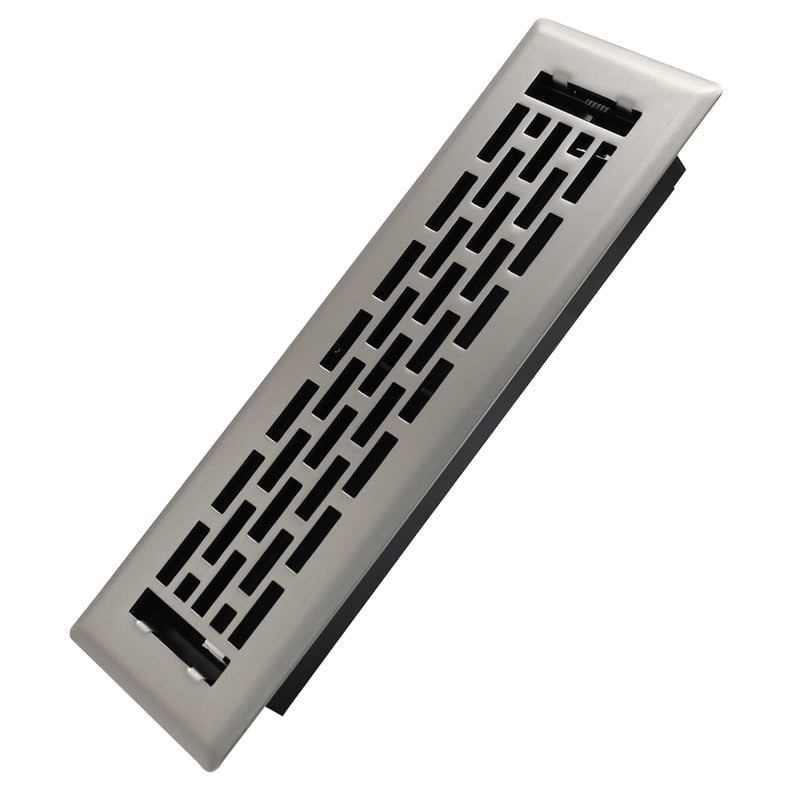2x10 Inches Heavy Duty Walkable Floor Register - Easy Adjust Air Supply Lever Decorative Floor Vent Covers - Boston Design Vent Covers for Home - Satin Nickel