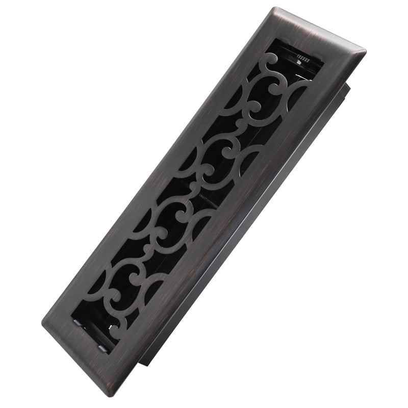 2x10 Inches Heavy Duty Walkable Floor Register - Easy Adjust Air Supply Lever Decorative Floor Vent Covers - Savannah Design Vent Covers for Home - Oil Rubbed Bronze