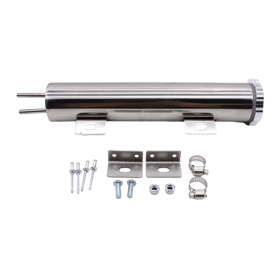 2x10 Inches Universal Radiator Coolant Overflow Pukes Tank Bottle Can Polished Stainless Steel with Twist Caps 14Oz
