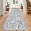 2x10 Modern Minimalist Bordered Runner Rug, Needle Punched Non Slip Washable Low Pile Long Hallway Kitchen Carpet,Gray