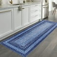 thumbnail image 1 of 2x10 Runner Rugs for Hallways, Washable Braided Printed Area Rug with Non-Slip Backing, Low Pile Rugs Carpet Runners for Bedroom Entryway Kitchen (Navy), 1 of 2