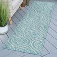 thumbnail image 1 of 2x10 Water Resistant, Indoor Outdoor Runner Rugs for Patios, Hallway, Entryway, Deck, Porch, Balcony or Kitchen | Outside Area Rug for Patio | Seafoam, Geometric | Size: 2'3'' x 10', 1 of 8