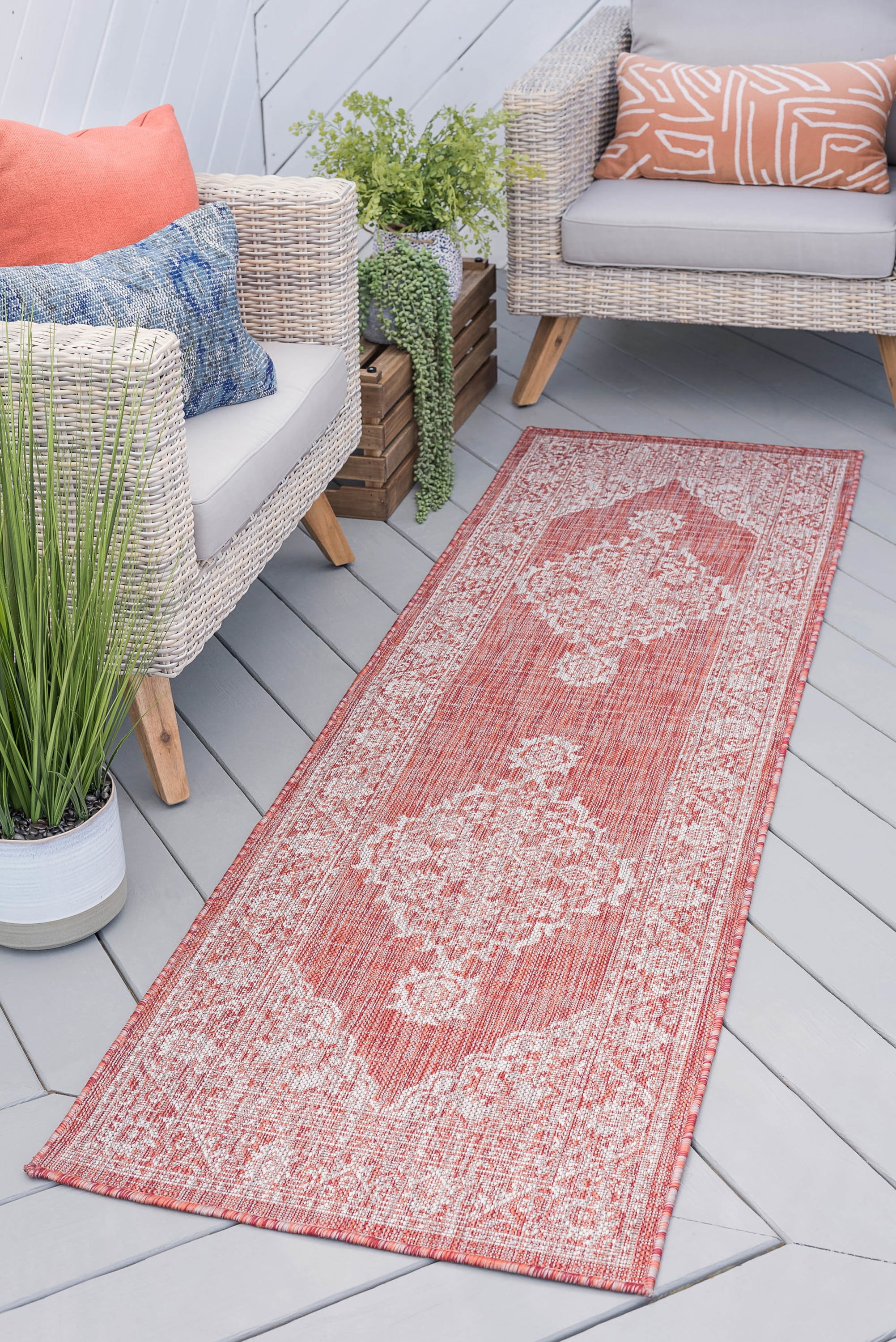 2x10 Water Resistant, Indoor Outdoor Runner Rugs for Patios, Hallway